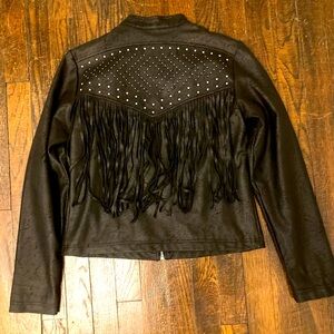 AMERICAN EAGLE - Faux leather Black Fringe jacket - Small